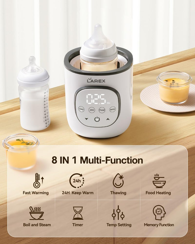 LAREX Bottle Warmer, Fast Baby Bottle Warmer for Breastmilk and Formula, with Timer and Accurate Temp Control, 8 in 1 Baby Milk Warmer BPA Free with Digital Display, Bottle Warmers for All Bottles - Image 2